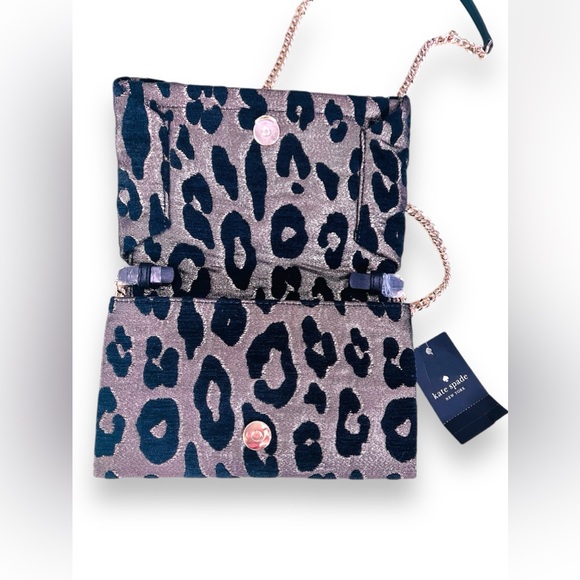 NWT MSRP $389 Kate Spade Millie Bow Leopard Flap Crossbody Bag Metallic - Picture 2 of 8